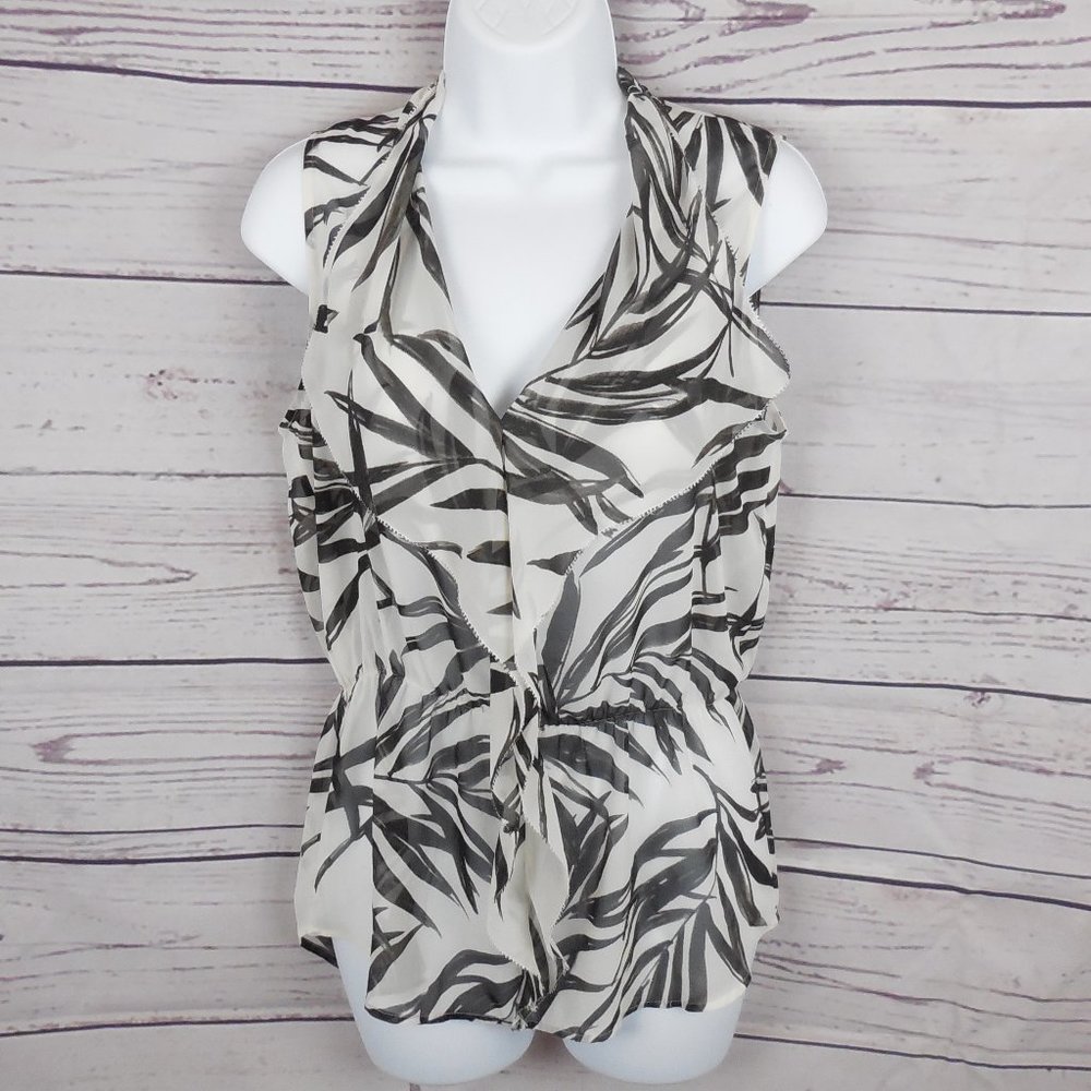 Ann Taylor Black and Cream Botanical Print…